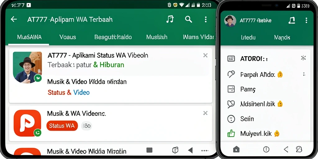 Tampilan antarmuka AT777 untuk Status WA Video yang menarik.