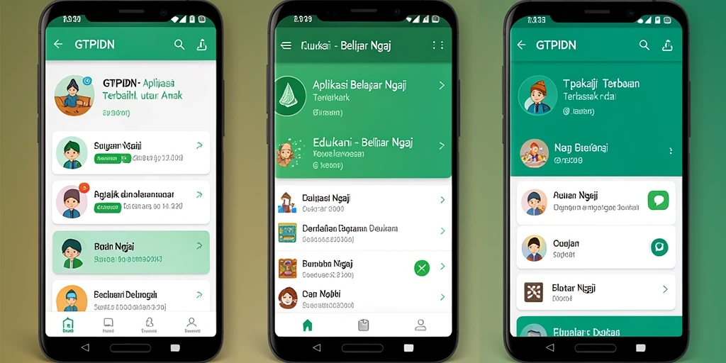 Tampilan antarmuka GTPIDN yang interaktif untuk belajar ngaji.