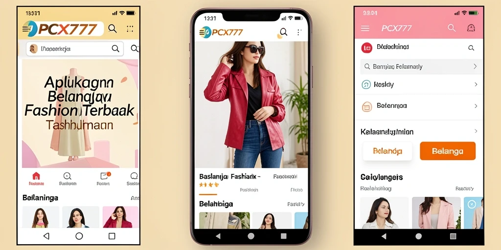 Screenshot utama PCX777 menunjukkan antarmuka aplikasi Fashion yang menarik.