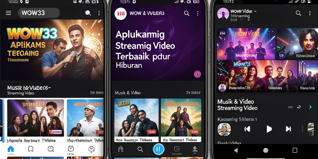 Tampilan antarmuka aplikasi WOW33 yang menarik untuk streaming video.