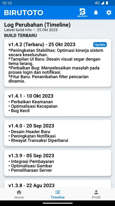 Riwayat Versi Aplikasi birutoto untuk Android
